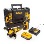   18V XR Szénkefe nélküli, 125 mm vezeték nélküli SAROKCSISZOLÓ, 2 db 5,0 Ah POWERSTACK akku