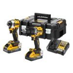   18V XR akkus gépszett: 2x5Ah POWERSTACK akku, Ütvecsavarozó+Fúró-csavarozó DCF850+DCD805, TSTAK 