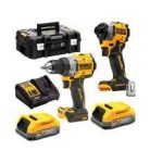   18V XR akkus gépszett: 2x5Ah POWERSTACK akku, Ütvecsavarozó+Fúró-csavarozó DCF850+DCD800, TSTAK 