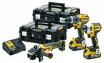   Dewalt 18V XR kombó készlet (DCD796, DCF887, DCG405,2 × DCB184, DCB115,2 × TSTAK II) 