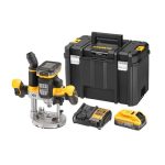   Dewalt Felsőmaró, 18V  2x5.0Ah Powerstack akku + töltő, koffer (+ajándék akkumulátor szett, részletek a leírásban)
